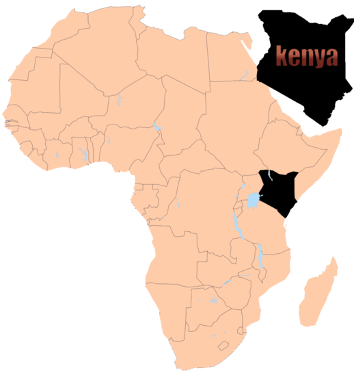 Map of Kenya in Africa